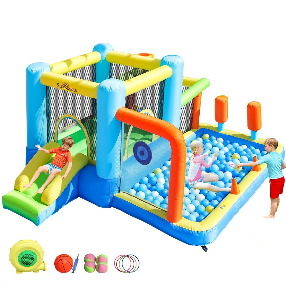 Bounce House for Kids, Indoor Small Bounce House, Inflatable Bounce House for Toddler, Kids Bouncy House with Slide, Bouncy Castle with Blower, Jump House for Gift Party(Blower Included)