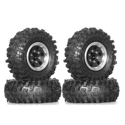 4pcs 51mm 1.0" Metal Beadlock Tire Set Compatible with 1/18 1/24 RC Crawler Car Upgrade Parts Accessories(Black)