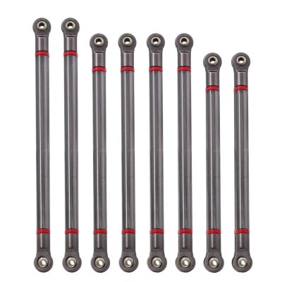 Metal Suspension Tie Rod Wheelbase 313mm Connecting Rod for 1/10 RC Crawler Axial SCX10 RGT 86100 RC Car Upgrade Parts(Titanium (D7mm))