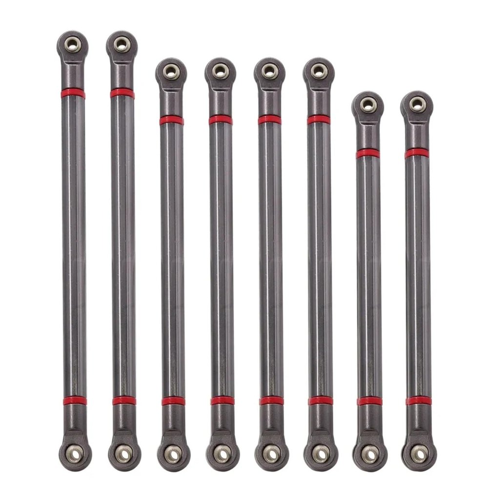 Metal Suspension Tie Rod Wheelbase 313mm Connecting Rod for 1/10 RC Crawler Axial SCX10 RGT 86100 RC Car Upgrade Parts(Titanium (D7mm))