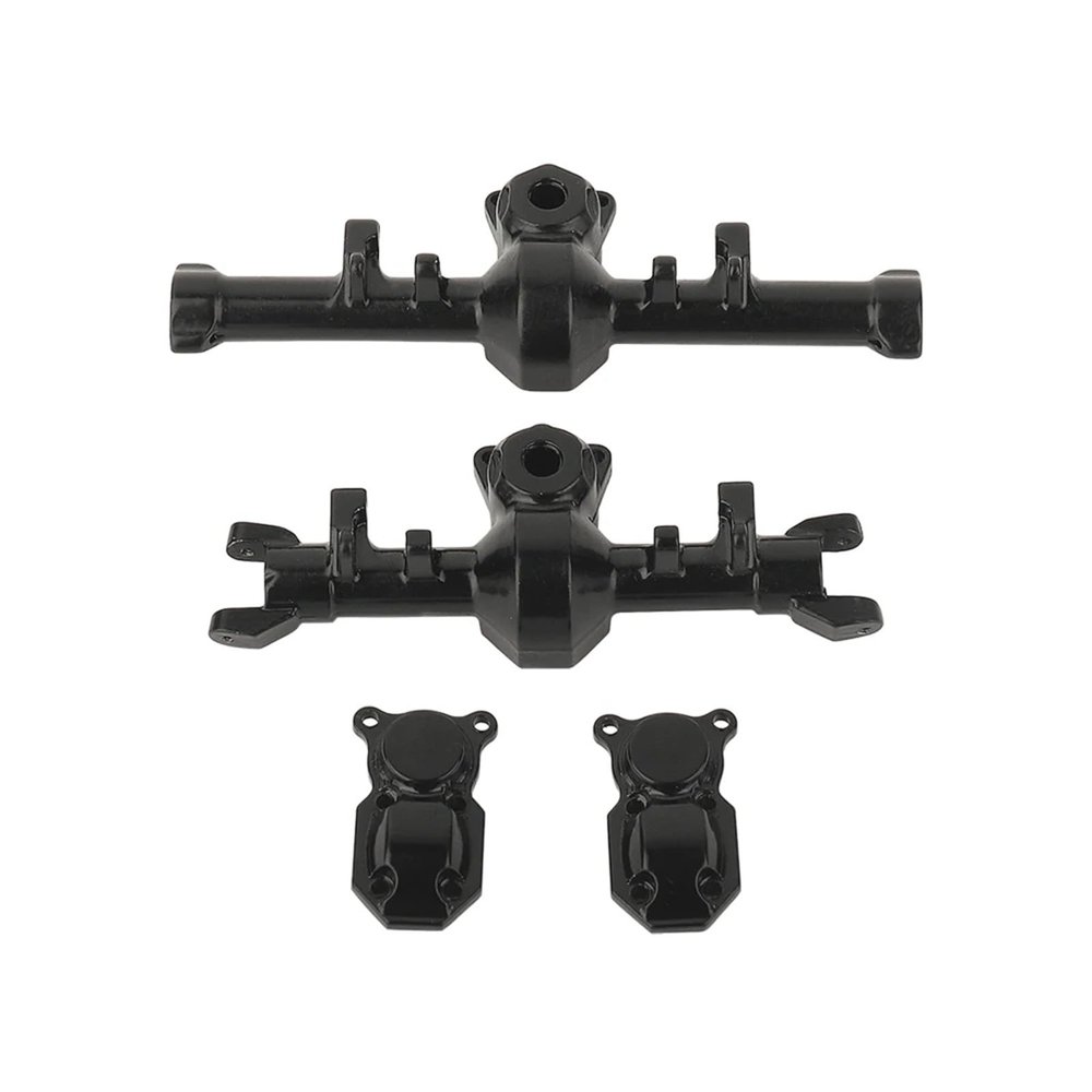 2pcs 1:24 Metal Straight Front Rear Axle Housing Cover Shell for RC 1/24 Axial SCX24 90081 C10 AXI00005 Toys Car Upgrade Parts(Black)