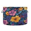 Kigai Colorful Flowers Blanket Basket with Cotton Rope Handles Baby Laundry Bakset Collapsible Fabric Storage Bin for Living Room Bedroom Nursery Home Organizing, 20x14 inch view 1