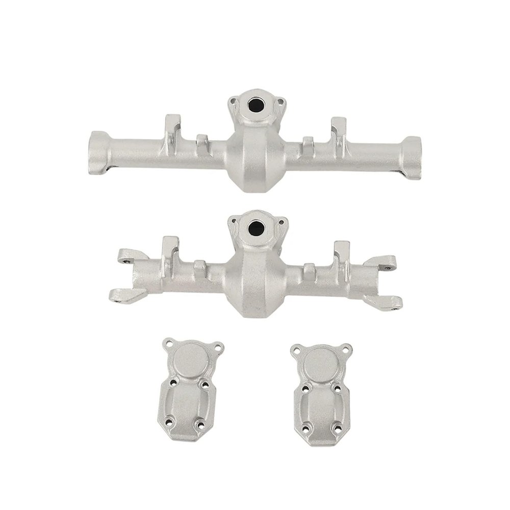 2pcs 1:24 Metal Straight Front Rear Axle Housing Cover Shell for RC 1/24 Axial SCX24 90081 C10 AXI00005 Toys Car Upgrade Parts(Silver)
