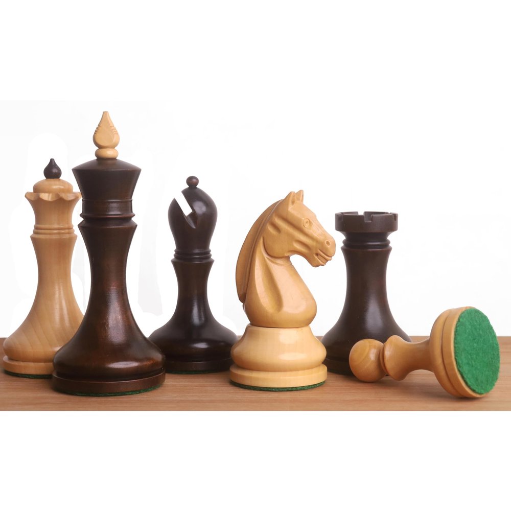 3.8" Candidates Series Minimalist Chess Set- Chess Pieces Only- Mahogany Stained Boxwood