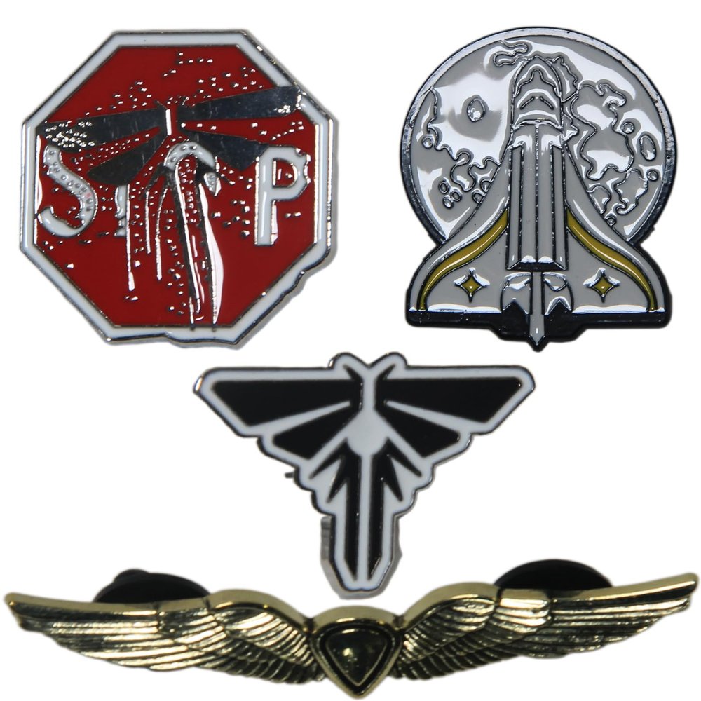Ellie and Joel Backpack Rocket Pin Anime Last Us Firefly Cosplay Pins Lapel Badge Alloy 4pcs