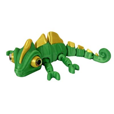 3D Printed Chameleon Model, Cool hinged Gradient Color Simulation Chameleon Statue 5.12 inches with Movable Joints, Suitable for Birthday Desktop Decoration Gifts (Green)