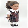 18 inch Doll Outfit-School Plaid Jumper Include Blouse and Hair Accessory/Add on Option: Sock and Shoe (Doll is not Included) (Split Jumper,Sock,Matte Black Shoe, Plaid 56) view 4