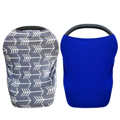 2 Pack Nursing Cover for Babies Versatile Baby Car Seat Cover for Newborn Grey Arrow Blue