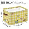 Maunzc Yellow Gingham Butterflies Storage Bins Collapsible Storage Basket with Metal Frame, Fabric Shelves Bins Closet Baskets with Handles, 2-Pack view 3
