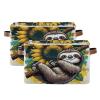 Maunzc Sloth Sunflower Cartoon Storage Bins Collapsible Storage Basket with Metal Frame, Fabric Shelves Bins Closet Baskets with Handles, 2-Pack view 1