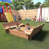 EcoSummer Outdoor Sandbox with Lid for Kids Wood Sandbox with 2 Bench Seats Bottom for Ages 4-8 Adjustable Height Kids Sand Pit for Garden/Backyard Play (47x47in) view 1