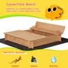 EcoSummer Outdoor Sandbox with Lid for Kids Wood Sandbox with 2 Bench Seats Bottom for Ages 4-8 Adjustable Height Kids Sand Pit for Garden/Backyard Play (47x47in) view 4