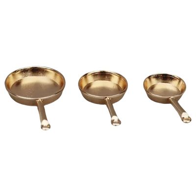 1/12 Scale Dollhouses Kitchen Accessory Metal Pans Set 3Size Miniature Frying Pans for Craft Project Model Kitchen Setti