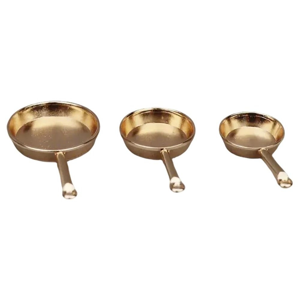 1/12 Scale Dollhouses Kitchen Accessory Metal Pans Set 3Size Miniature Frying Pans for Craft Project Model Kitchen Setti