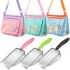LIDAGO Beach Toy Set Include 3 Mesh Shovels and 3 Beach Mesh Bags,Kids Sand Sifter Colorful Mesh Bag for Shells Collecting view 1