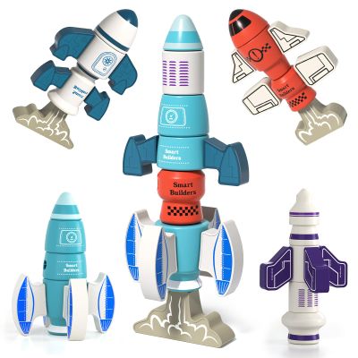 BLmukce DIY Magnetic Robot Building Toy for Kids 3-5, 33 PCS STEM Stacking Playset with Storage Box, Rocket Robot Creative Kit, Toddler Magnet Toys Gift for Years Old Boys & Girls (Christmas Birthday)