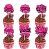 18pcs Pink Glitter Boom Bang Smash Crash Dessert Cupcake Topper Pick for Hero Fun Action Sign Theme Decor Supplies Men Women Happy Birthday Party Decoration view 1