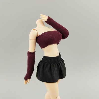 1/12 Scale Female Clothes, Covering Chest Crop Top Camisole & Sleeve Covering for 6-inches Female Action Figure Body, 1/12 Figure Vest Sleeveless Inner Undershirt Costume Accessory (red)
