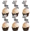 18pcs Black Glitter Dessert Cupcake Topper Pick for Bone Its Going Tibia Okay Doctor Nurse Theme Decor Supplies Men Woman Happy Birthday Anniversary Party Supplies view 1