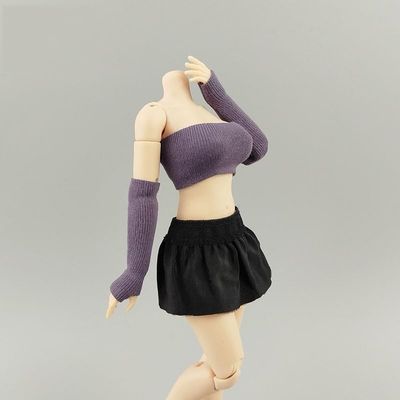 1/12 Scale Female Clothes, Covering Chest Crop Top Camisole & Sleeve Covering for 6-inches Female Action Figure Body, 1/12 Figure Vest Sleeveless Inner Undershirt Costume Accessory (Pink-Purple)