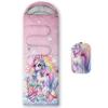 HOSIMA Cartoon Unicorn Sleeping Bag for Toddler Kids Girls,Candy Dessert Balloon Rainbow Pattern Cold Weather Gear for Camping,Waterproof Ultralight Girls Hiking Sleeping Bag Suitable for All Seasons. view 1