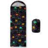 HOSIMA Cartoon Cat Sleeping Bag for Kids Girls,Colorful Pumpkin and Stars Pattern Backpacking Essentials for Hiking,Waterproof Ultralight Sleeping Bags & Camp Bedding Suitable for All Seasons. view 1