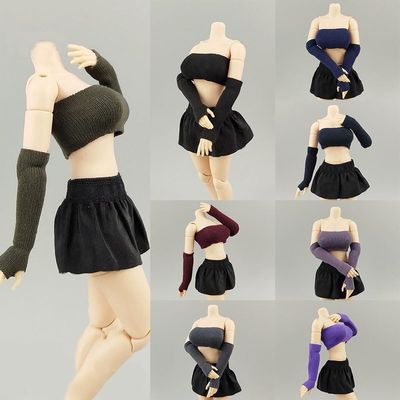 1/12 Scale Female Clothes, Covering Chest Crop Top Camisole & Sleeve Covering for 6-inches Female Action Figure Body, 1/12 Figure Vest Sleeveless Inner Undershirt Costume Accessory (Purple)