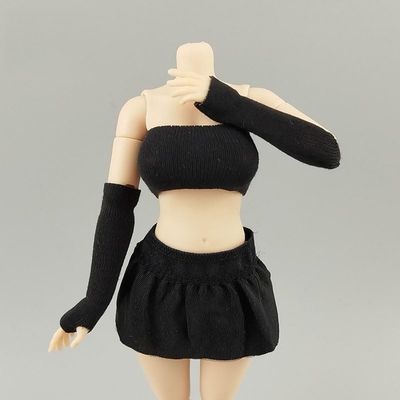 1/12 Scale Female Clothes, Covering Chest Crop Top Camisole & Sleeve Covering for 6-inches Female Action Figure Body, 1/12 Figure Vest Sleeveless Inner Undershirt Costume Accessory (Black)