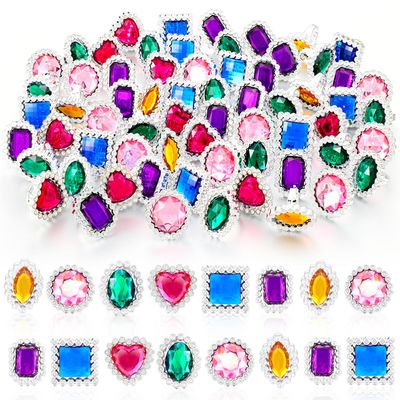 Shappy 150 Pcs Colorful Plastic Rings for Kids Adjustable Costume Jewelry Rings for Princess Carnival Dress up Bridal Shower Party Accessories
