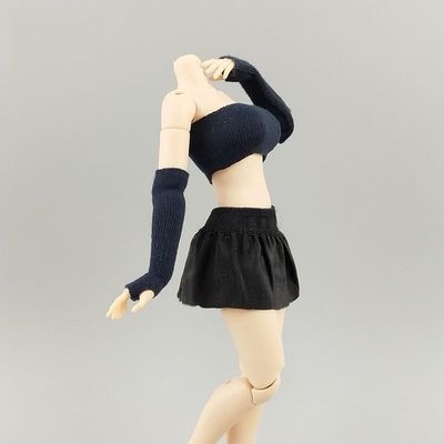 1/12 Scale Female Clothes, Covering Chest Crop Top Camisole & Sleeve Covering for 6-inches Female Action Figure Body, 1/12 Figure Vest Sleeveless Inner Undershirt Costume Accessory (Navy)