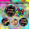 Avezano 96 PCS Neon Birthday Party Decorations Glow Neon Happy Birthday Plates Napkins Tableware Glow in the Dark Party Supplies, Serves 24 view 3