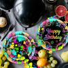 Avezano 96 PCS Neon Birthday Party Decorations Glow Neon Happy Birthday Plates Napkins Tableware Glow in the Dark Party Supplies, Serves 24 view 4