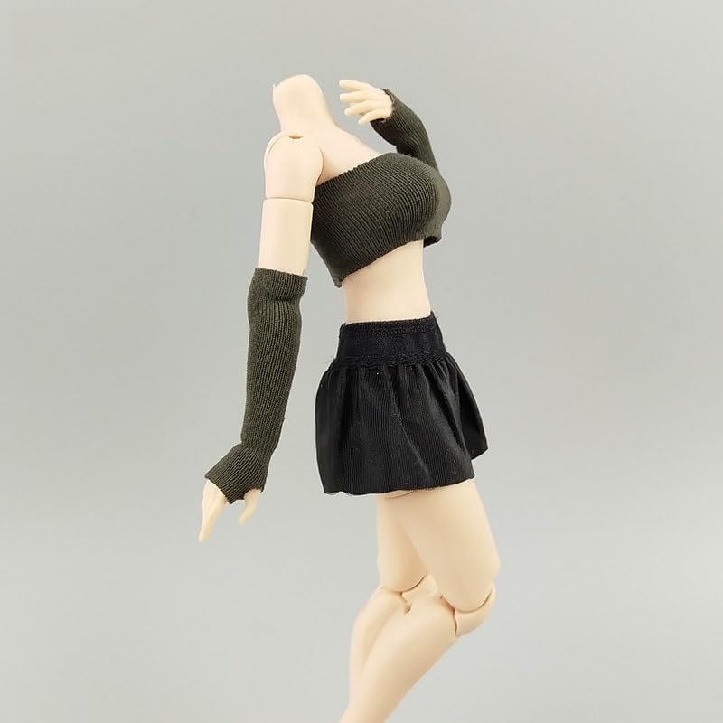 1/12 Scale Female Clothes, Covering Chest Crop Top Camisole & Sleeve Covering for 6-inches Female Action Figure Body, 1/12 Figure Vest Sleeveless Inner Undershirt Costume Accessory (Green)