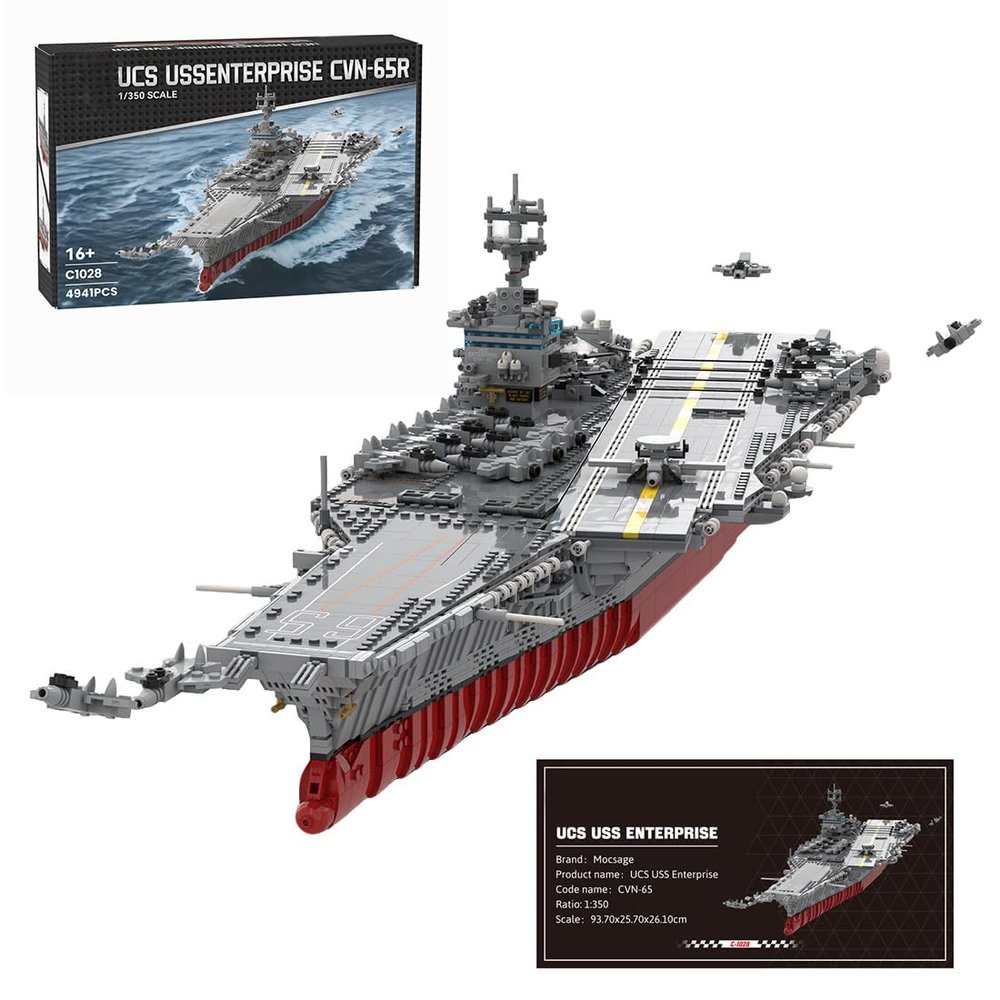 Aetheria USS Enterprise CVN-65 Aircraft Carrier Building Blocks, 1:350 MOC WW2 Military Battleship Brick Set Designed by bru_bri_mocs Ship Collectors & Enthusiasts for Adult - 4941 Teile