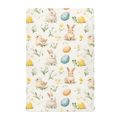 Baby Easter Bunnies Eggs Flowers Fitted Crib Sheet for Boys Girls,Toddler Bed Mattress Sheets,Fits Standard Size Crib Mattress 52 * 28 * 9in 202b9040