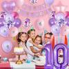10th Birthday Decorations for Girl,Pink Purple 10th Butterfly Birthday Decorations 10th Birthday Balloons Pink Purple Birthday Banner Number 10 Balloons Cake Topper Butterfly Party Supplies for Girls view 4