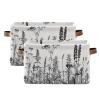PaChyLuu Wildflower Storage Basket Bin Canvas Fabric Organizer Toys Basket with Handles for Home Office Nursery, Clothes, Gifts, 2 Pcs view 1