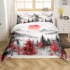 jejeloiu Woodland Forest Tree Bedding Set Toddler Size Kids Botanical Maple Red Comforter Cover Ombre Nature Landscape Duvet Cover Breathable Soft Lightweight Microfiber,No Comforter view 1