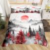 jejeloiu Woodland Forest Tree Bedding Set Toddler Size Kids Botanical Maple Red Comforter Cover Ombre Nature Landscape Duvet Cover Breathable Soft Lightweight Microfiber,No Comforter view 3