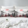 jejeloiu Woodland Forest Tree Bedding Set Toddler Size Kids Botanical Maple Red Comforter Cover Ombre Nature Landscape Duvet Cover Breathable Soft Lightweight Microfiber,No Comforter view 4