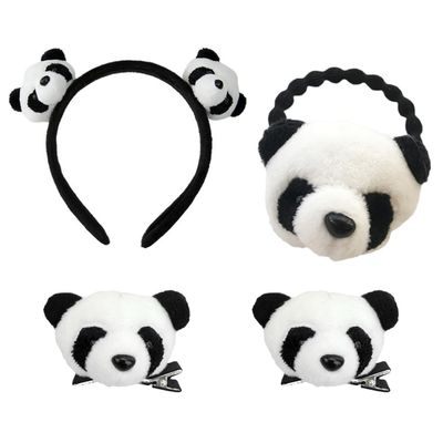 BESPORTBLE 4pcs Cartoon Panda Hair Accessories Adorable Hairbands Hair Clips and Scrunchies for Girls and Women Cute and for Parties Cosplay and Everyday Use
