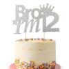 12th Birthday Cake Topper, Silver Glitter Bro I'm 12 Cake Pick Cheers to 12 Years Old Cake Decorations for Boys Him Pre-teen 12th Birthday Party Supplies Twelve Years Topper (Silver) view 1