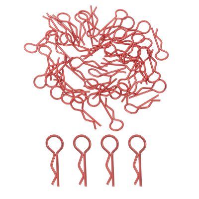 MECCANIXITY 40pcs 30-Degree Angle RC Body Clips Bent Springy R Pins 20x1.0x7.3mm for All 1/8 1/10 1/12 Scale Model RC Car Crawler Truck,Shell Replacement Parts(Red)