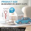 MECCANIXITY 40pcs 30-Degree Angle RC Body Clips Bent Springy R Pins 20x1.0x7.3mm for All 1/8 1/10 1/12 Scale Model RC Car Crawler Truck,Shell Replacement Parts(Red) view 2