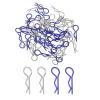 MECCANIXITY 50pcs 30-Degree Angle RC Body Clips Bent Springy R Pins 24.3x1.2x8.4mm for All 1/8 1/10 1/12 Scale Model RC Car Crawler Truck,Shell Replacement Parts(Blue/Silver) view 1