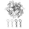 MECCANIXITY 50pcs 30-Degree Angle RC Body Clips Bent Springy R Pins 24.3x1.2x8.4mm for All 1/8 1/10 1/12 Scale Model RC Car Crawler Truck,Shell Replacement Parts(Silver/Black) view 1