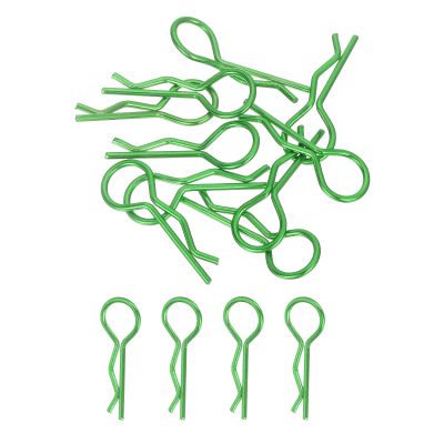 MECCANIXITY 10pcs 30-Degree Angle RC Body Clips Bent Springy R Pins 35x1.6x12.5mm for All 1/6 1/8 Scale Model RC Car Crawler Truck,Shell Replacement Parts(Green)
