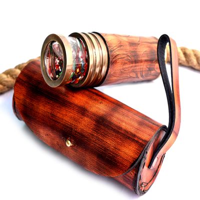 Handcrafted Brass Kaleidoscope, Giant Etched Design, Oil Chamber, Classic Collection | Birthday | Any Occasion Gift for Kids and Adults