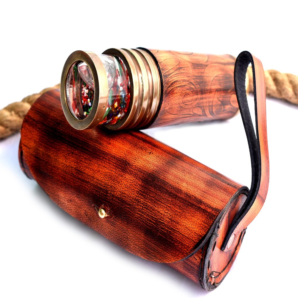 Handcrafted Brass Kaleidoscope, Giant Etched Design, Oil Chamber, Classic Collection | Birthday | Any Occasion Gift for Kids and Adults