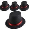 12 Pack Kids Plastic Top Hats Black Top Hat with Red Band Glitter Magician Party Hat High Top Hat for Child Halloween Cosplay (Color Style 2 (PVC Glitter)) view 1